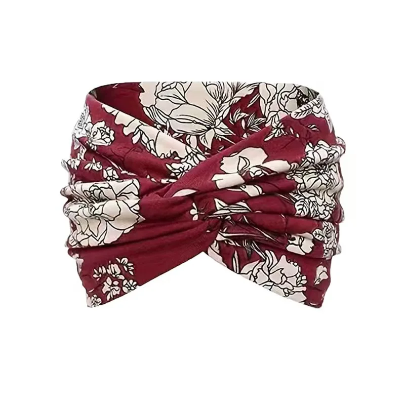Damen-Stirnbänder, breite Haarbänder, Turban, afrikanisches Blumenmuster, Twist-Stirnband für Damen, große Sport-Workout-Stirnbänder, dehnbar, rutschfest, große Haarbänder – Detail 6