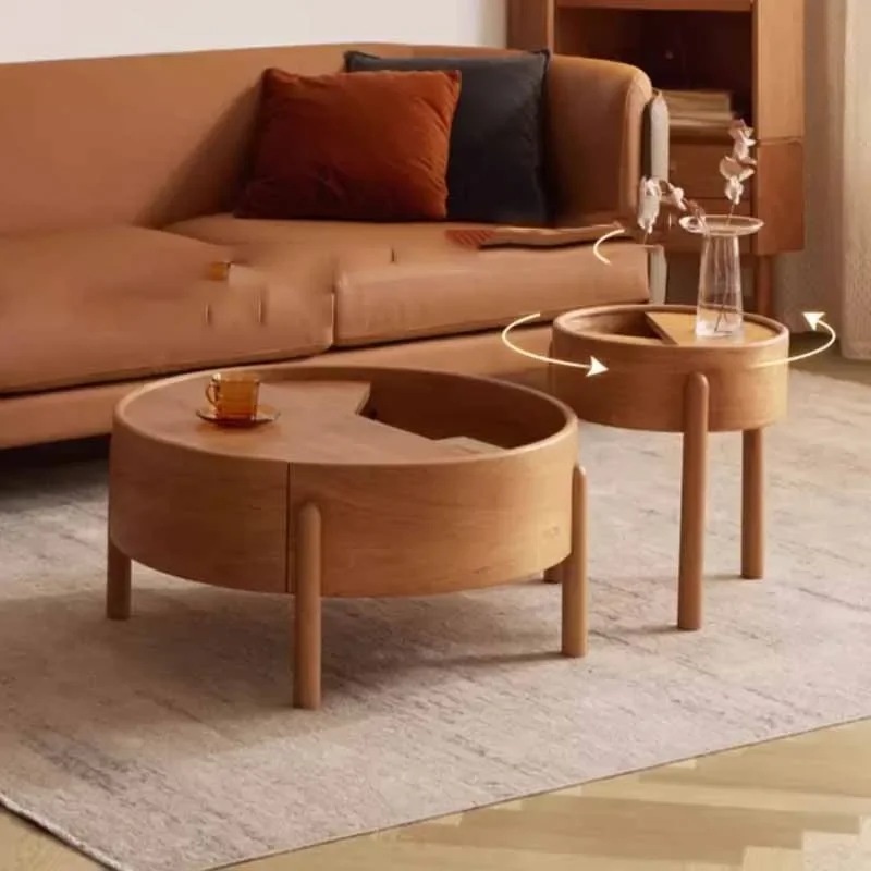 Aesthetic Cute Coffee Table Wood Storage Computer Unique Mini Living Room Side Table Unique Nordic Round Luxury Trendy Furniture