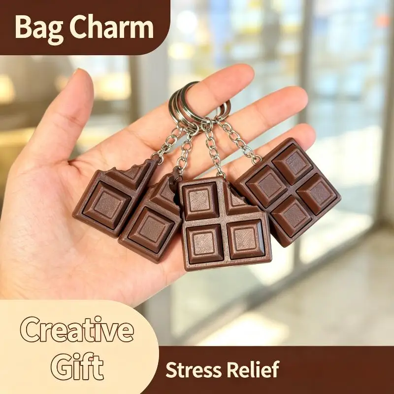 3D Chocolate Keyboard Fidget Keychain Creative Decompression Finger Toy Stress Relief Gift for Friends Family