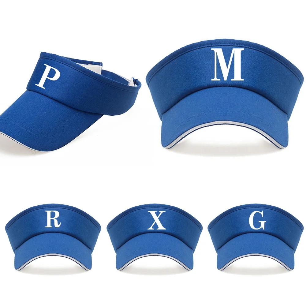 Outdoor Golf Sun Visor Hat White Letter Print Unisex Adjustable Empty Top Cap for Tennis Jogging Daily Wear