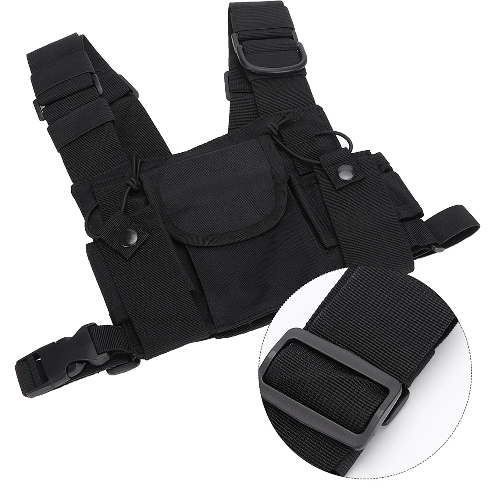 High Quality Walkie talkie Double Chest Harness Front Pack Pouch Durable Nylon Storage Accessory for Firefighting and Military