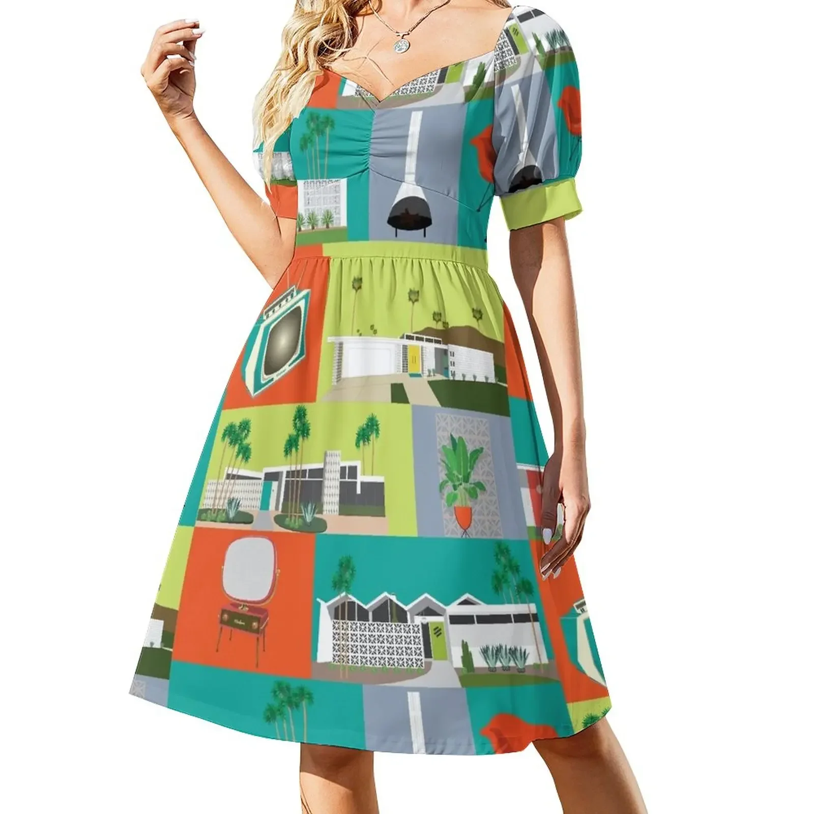 

Mid Century Retro Love Short-Sleeved Dress dresses for women 2025 women's evening dress 2025