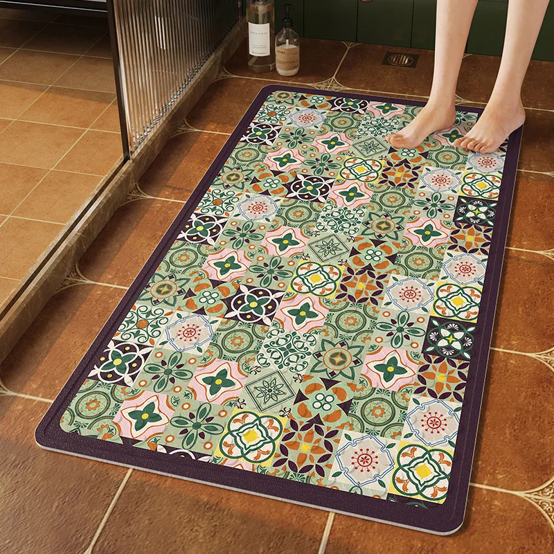 VIKAMA Crystal Fiber Rug, Bathroom Absorbent Toilet Room Bedroom Living Room Entrance Hall Front Door Carpet， Home Decoration