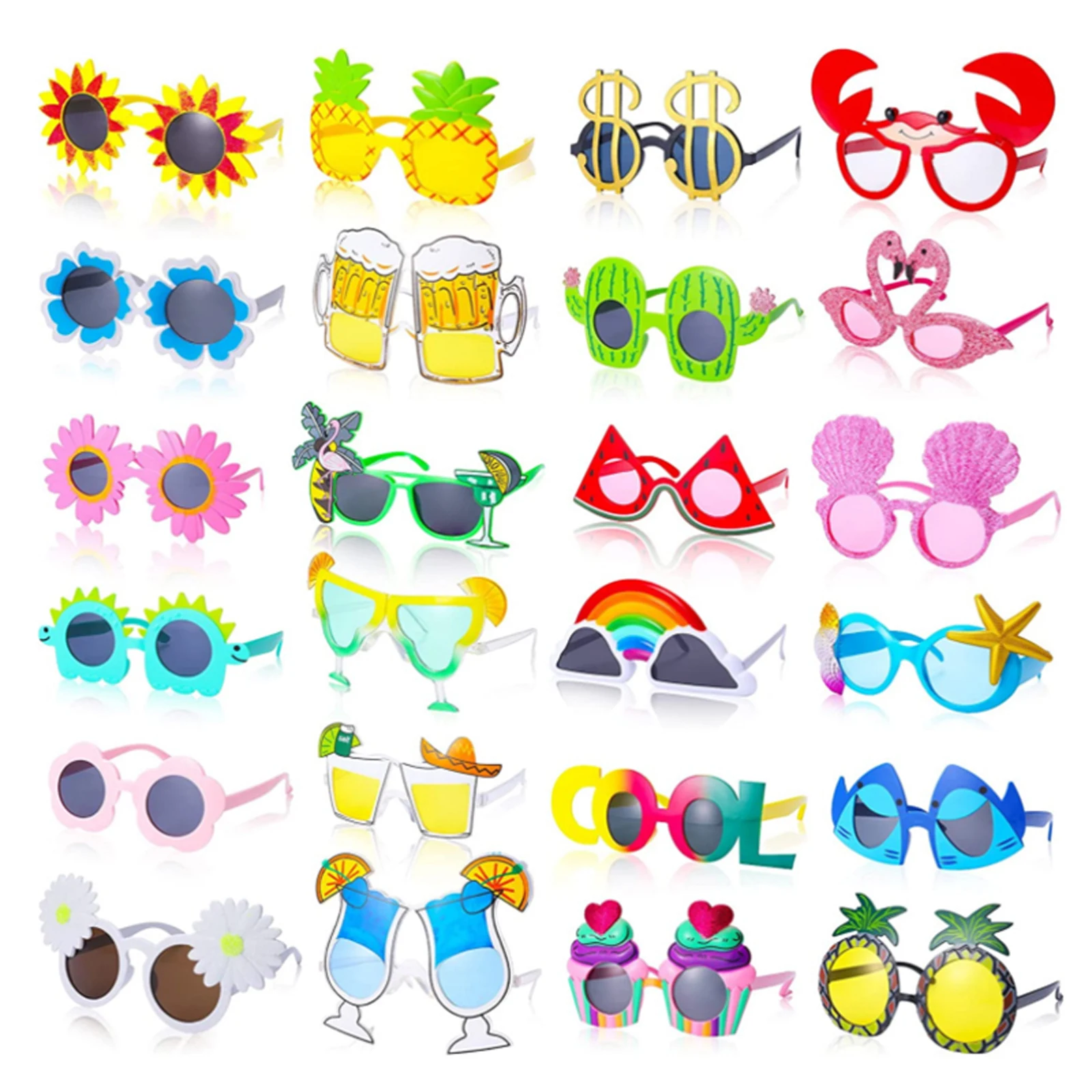 EWODOS Summer Cute Hawaiian Luau Party Sunglasses Funny Tropical Sunglasses Fancy Dress Props for Adults Kids Beach Sunglasses