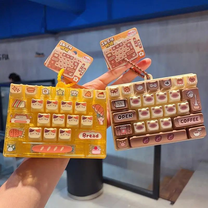 B*1PCS Cute Backpack Pendant Perfect Christmas Gift for Teens Cat Pudding 26-Key Decompression Keyboard Cartoon Clicker