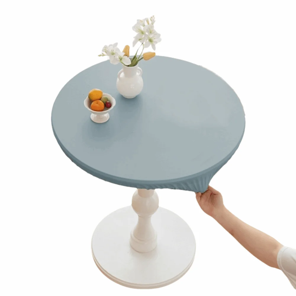 

Easy Clean PU Leather Stretch Tablecloth Waterproof 60/80cm Round Table Cover Wear-resistant Oil Proof Table Protector Household