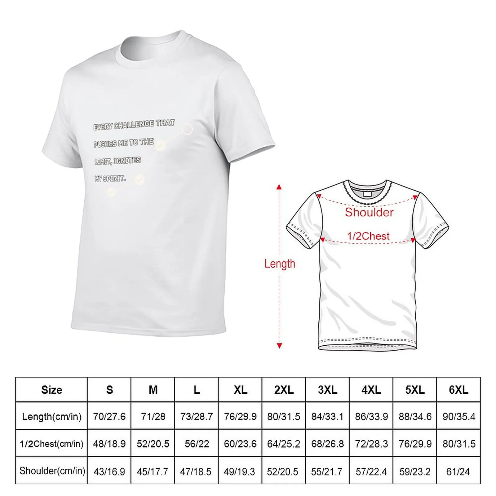 Every challenge that pushes me to the limit, ignites my spirit---Quote tee T-Shirt Plus Size Basic Short Sleeve Top