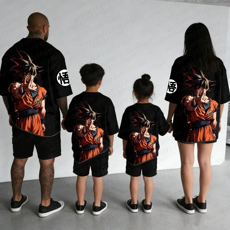 Dragon Ball Animation T-Shirt 2026 Sommer Neu Herren Harajuku Locker Lässig Übergröße Eltern-Kind Baumwolle Kurzarm-Oberteil