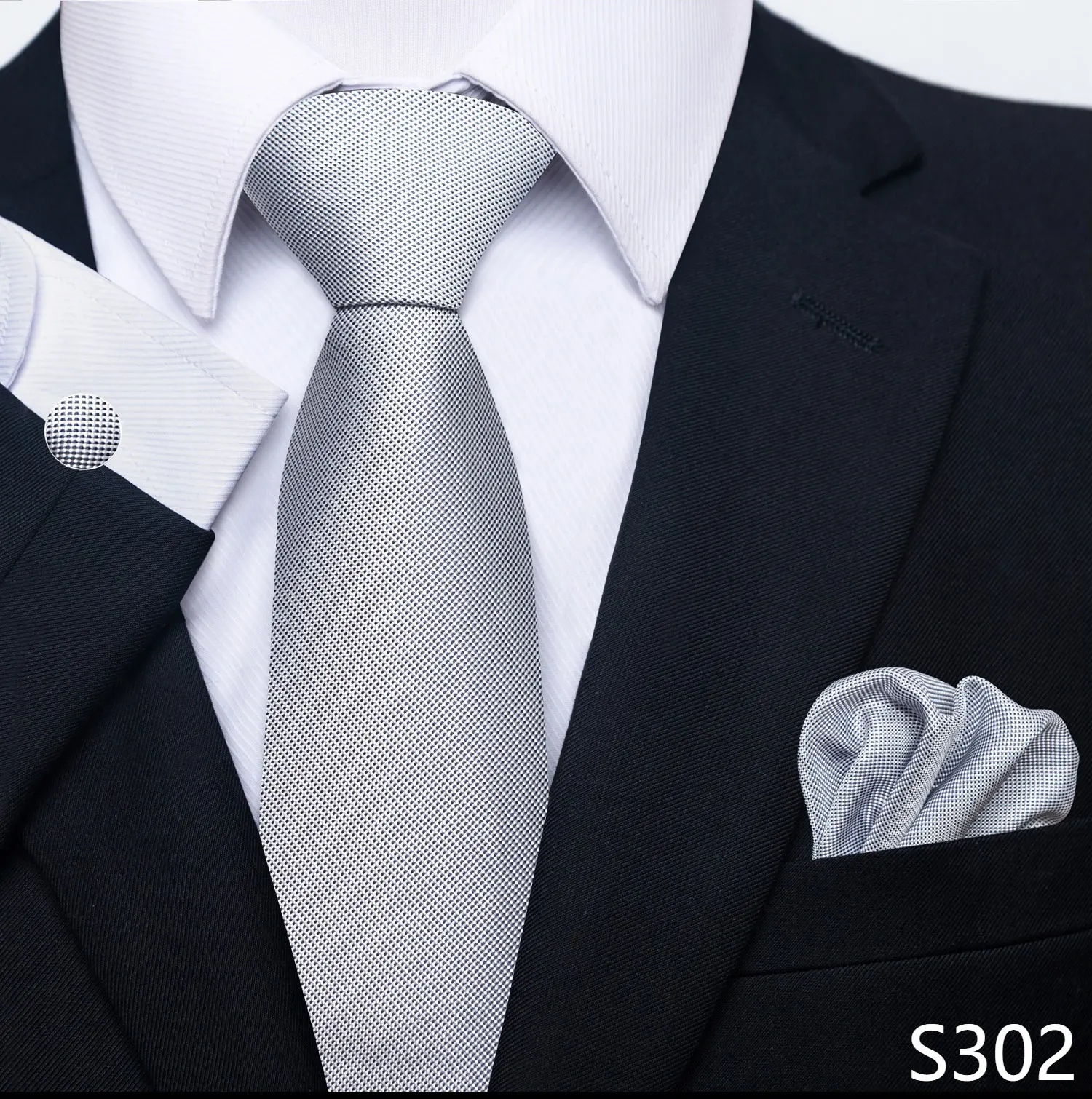 Marke Classic 8 cm graue karierte Krawatte Einstecktücher Manschettenknöpfe Set Hochzeitsgeschenk Krawatte Kleidung Accessoires Fit Business – Detail 27