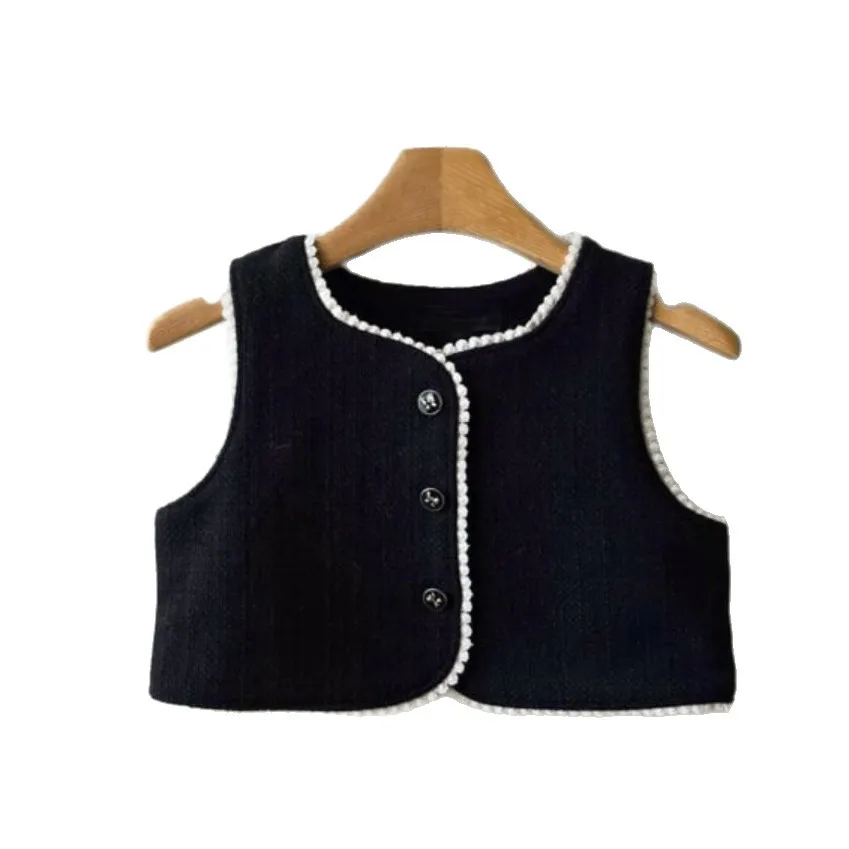 2025 зимний новый детский теплый жилет без рукавов, бархатный толстый модный жилет для маленьких девочек, пальто, флисовый жилет для малышей, куртка, одежда