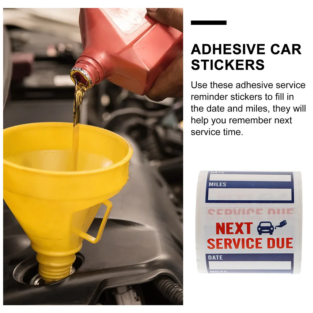 

2 Rolls Maintenance Labels Stickers for Car Service Due Adhesive Decals Removable Auto Reminders Portable Car Stickers Easy to