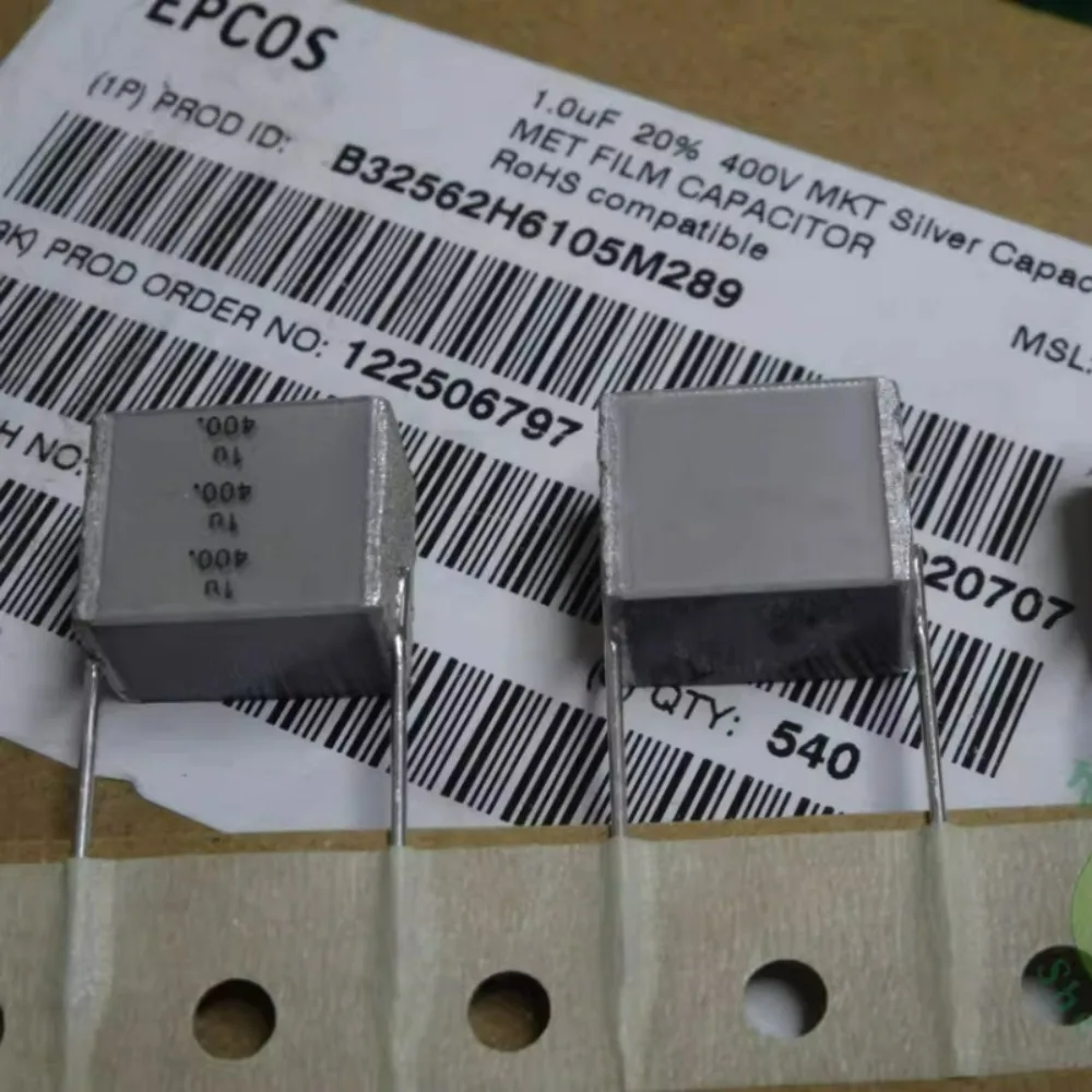 5pcs/lot EPCOS 1.0uf/400v 1u0 1uf 105 Brand New 15mm MKT Silver Capacitor B32562H6105M / B32562H6105K