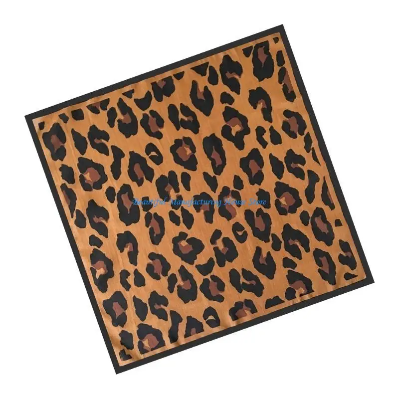 

E56A Leopard Pattern Silk Scarf 70x70cm Square Neckerchief for Travel Social Event