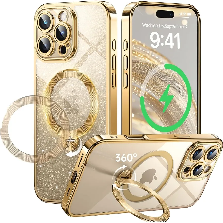 تصميم حامل أقراص مضغوطة تدور 360 درجة لهاتف iPhone 16 Pro Max مع توافق حلقة Magsafe مادة غير صفراء قابلة للتخصيص DIY Gli #1