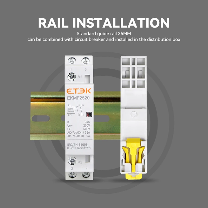 ETEK Household Modular  AC Contactor 220v Single Phase 2p 2no 2nc 1no 1nc 25A 20A 16A For Automation EKMF