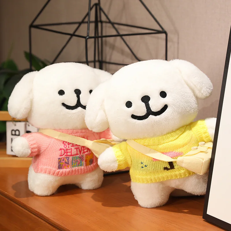 Peluche de perro maltés coreano para niños, peluche suave de Animal de dibujos animados, ropa de cachorro, almohada, regalo de cumpleaños y Navidad