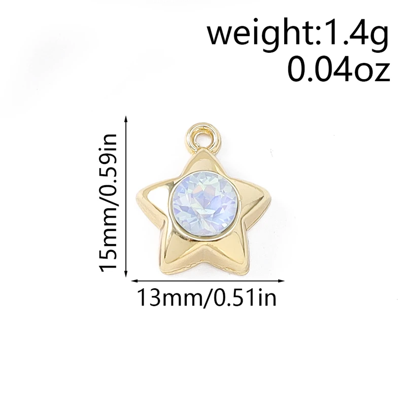 5 Stück 13x15mm Niedliche Bunte Kristall-Sternanhänger für Schmuckherstellung DIY Ohrringe Halsketten Armbänder Zubehör – Detail 1