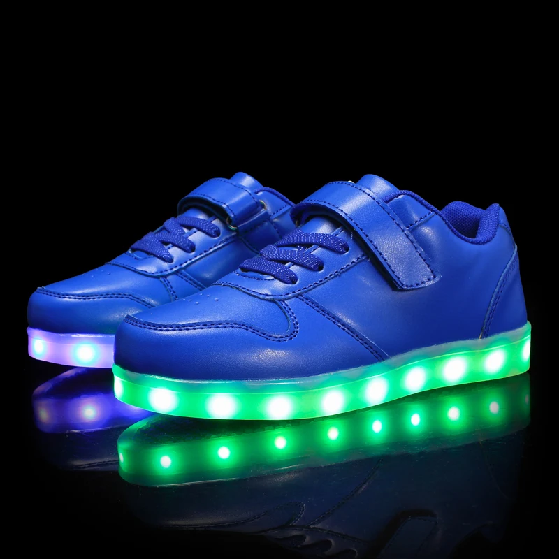 Children\'s Sports LED Light Shoes USB Rechargeable Luminous Casual Footwear Breathable Flat Kids Skate Shoes Luxury Sneakers