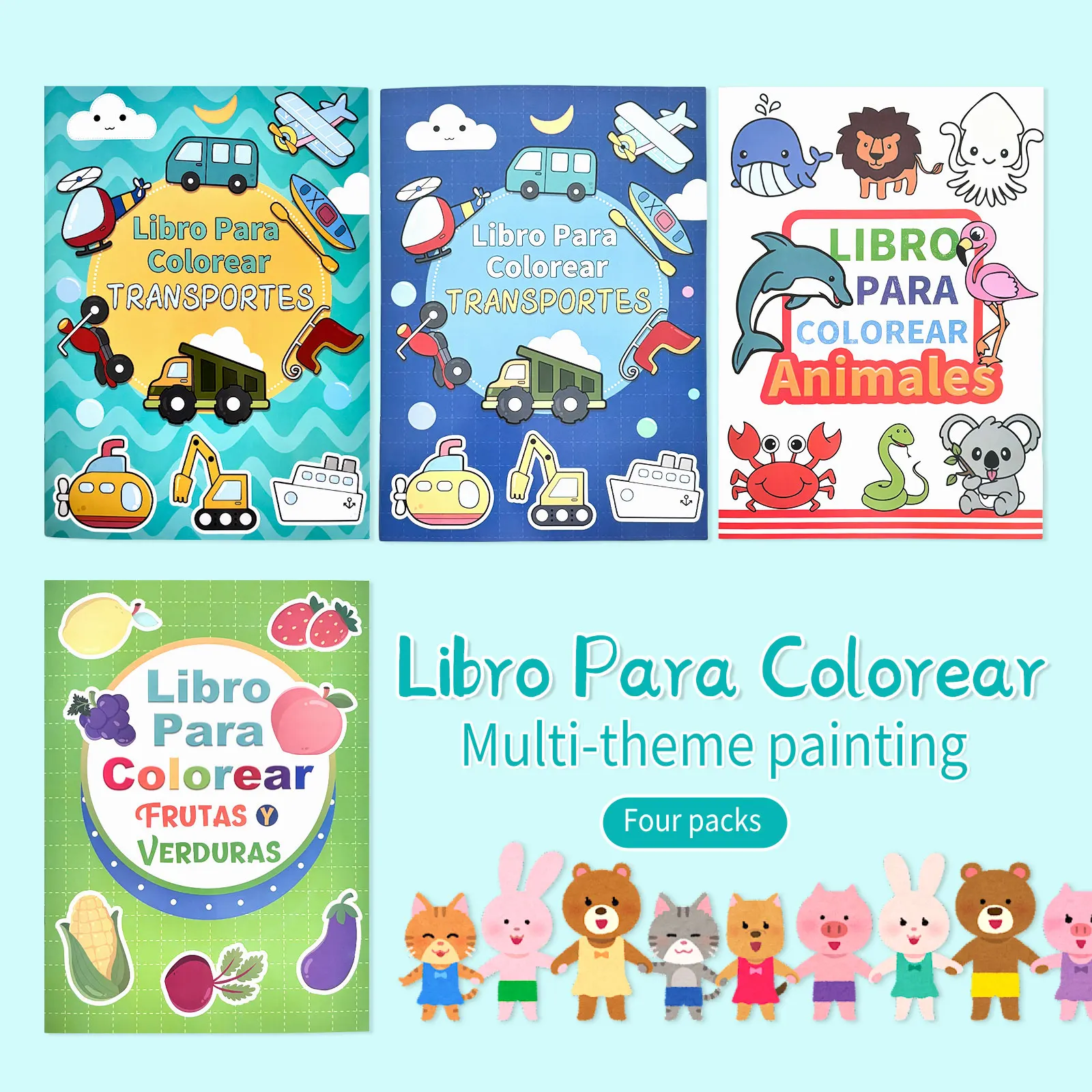 Baby Food Age - 4 Pack Spanish Vocabulary Coloring Books