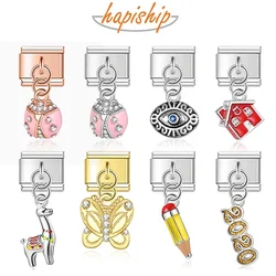 Hapiship 9mm Width Original Daisy 2020 House Bees Eye Butterfly Italian Charm Fit Bracelet Stainless Steel Jewelry Making DJ224