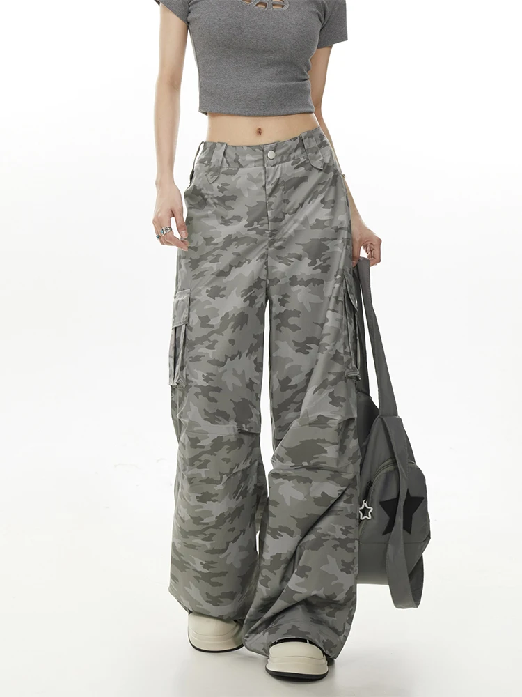 Women's Camouflage Cargo Pants Baggy Aesthetic Parachute Pants Harajuku Japanese 2000s Style Y2k Vintage Trousers Trashy Clothes