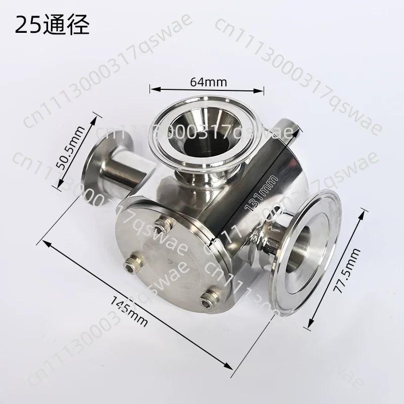 Pneumatic Filling Machine Accessories, 304 & 316 Stainless Steel Three-Way Rotary Valve for Paste, Liquid, Sauce and Granule