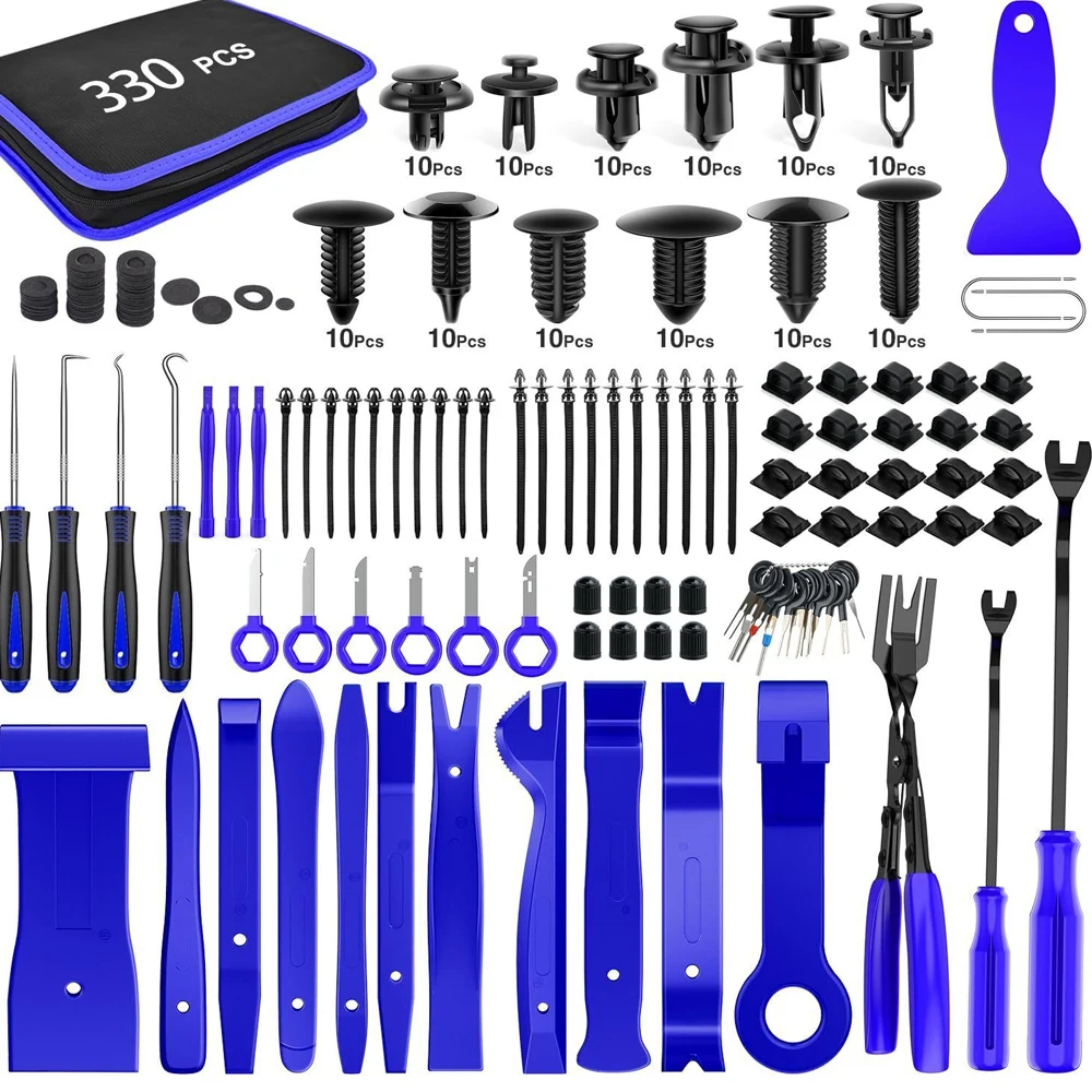 

330PCS Car Trim Removal Tool Pry Kit Car Panel Tools Stereo Audio Puller Remover Kits Trim Clip Pliers Hand Disassembly Tool Set