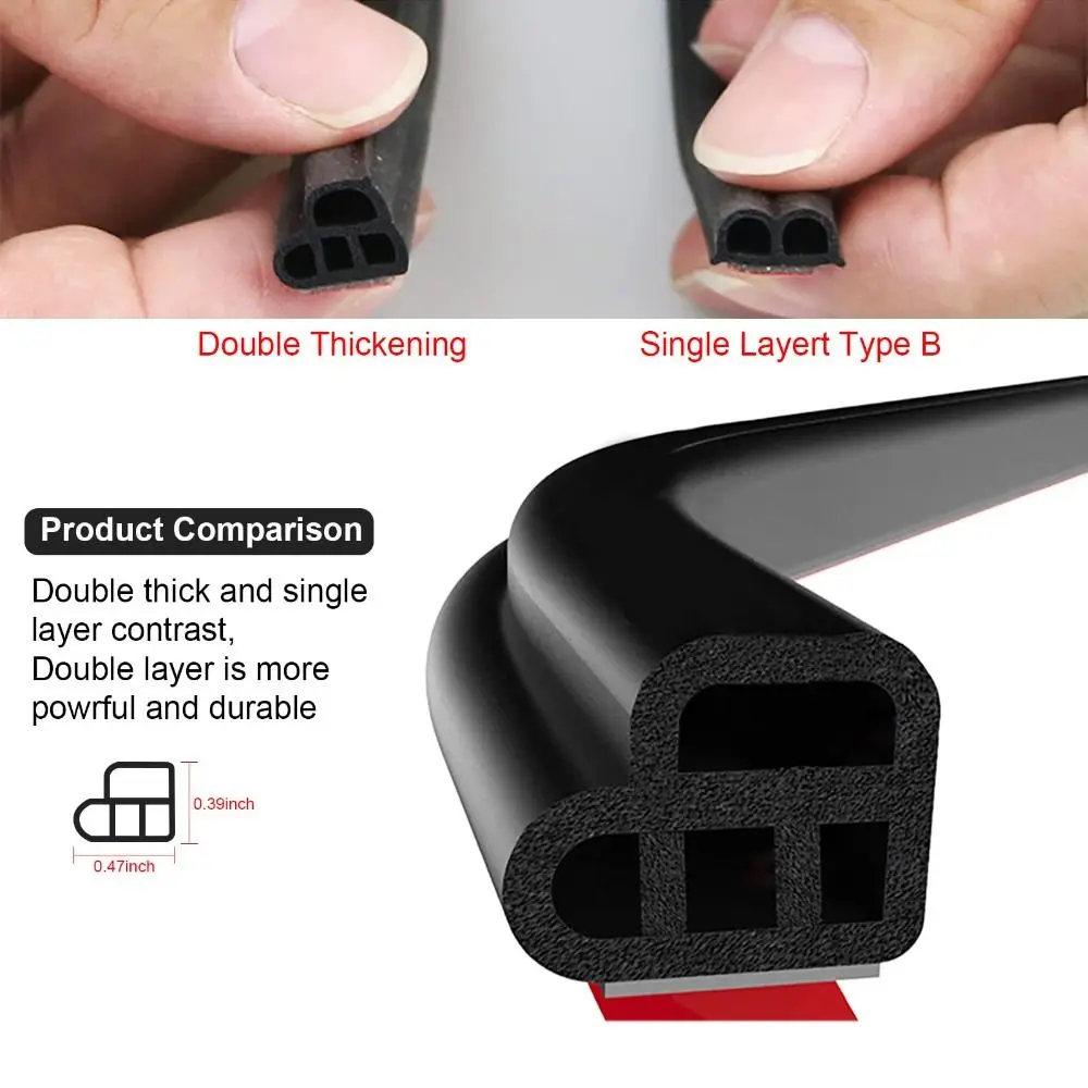 Durable 5/10M Car Door Seal Strips 2 Layer Rubber Car Door Seal Soundproofing Dustproof Trunk Seal Automobiles
