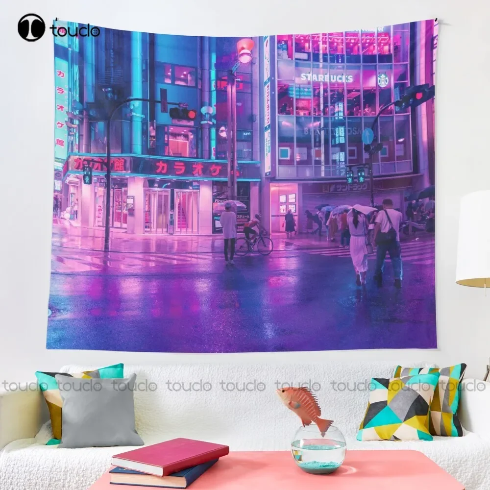 Neon Nostalgia Japan Tokyo Alley Future Tapestry Fashion Wall Tapestry Blanket Tapestry Bedroom Bedspread Decoration Funny Wall