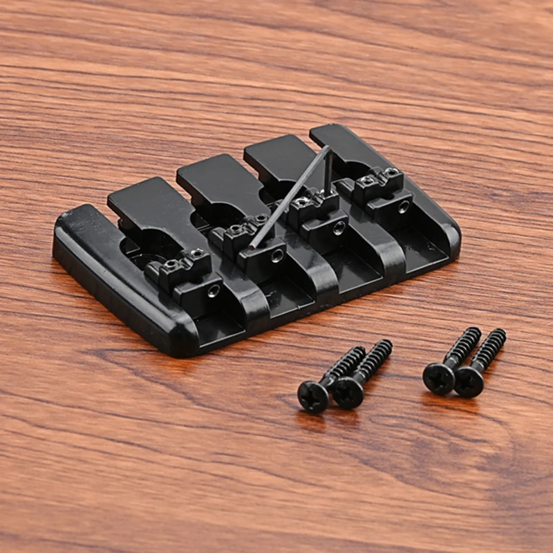 

4 String Fixed Saddle Bass Bridge Top Load Tailpiece with Mounting Screws & Wrench for Electric Bass Parts Durable 69HD