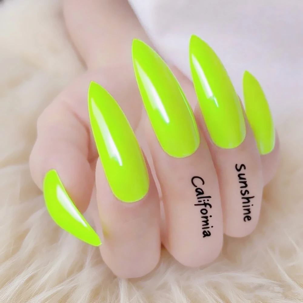 2 set verde giallo stampa sulle unghie con colla Y2K stiletto unghie finte strumento per manicure a copertura totale fai da te