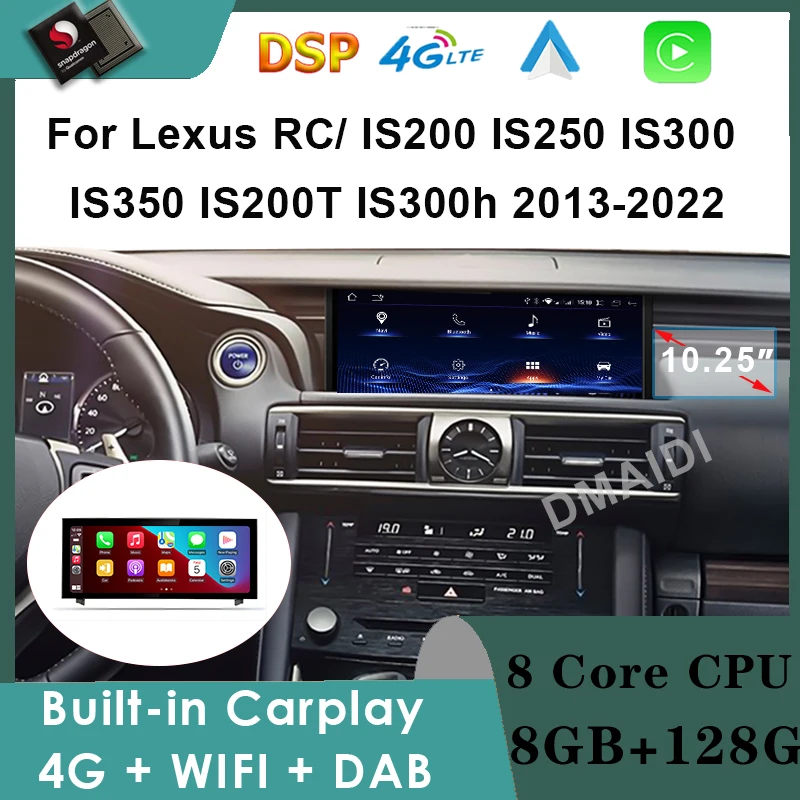 

CarPlay Autoradio For Lexus IS 200 250 300 350 200t 300h 2013-2022 Android 12 Car Multimedia Player GPS Navigation Stereo 4G DSP