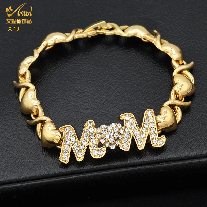 XUHUANG XOXO Women Necklace Set 18K Gold Color Bride M&M Crystal Wedding Necklace Earrings Bracelet Ring Jewelry Set Party Gift