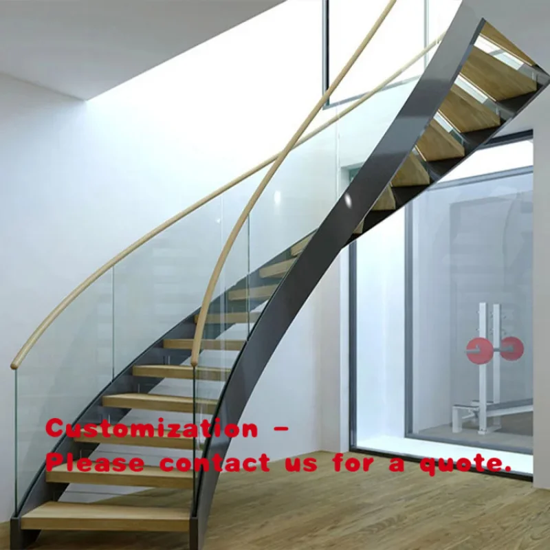 custom.Factory Price Elegant Floating Stairs Decoration Stairs with High Quality Wooden Treads