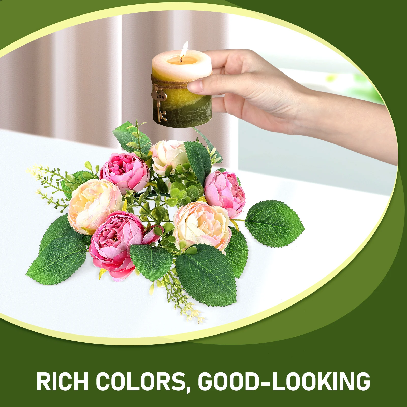 

Peony Wreath Ring Realistic Design Floral Arrangement Table Decor Photo Prop for Hotel Dormitory Festive Events