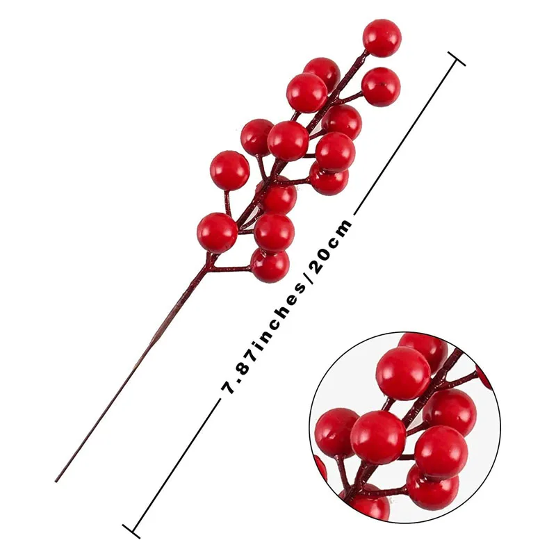 12/24/48 قطعة ينبع التوت الاصطناعي عيد الميلاد فو الأحمر هولي التوت فرع الحلي لإكليل شجرة عيد الميلاد لتقوم بها بنفسك ديكور المنزل نافيداد