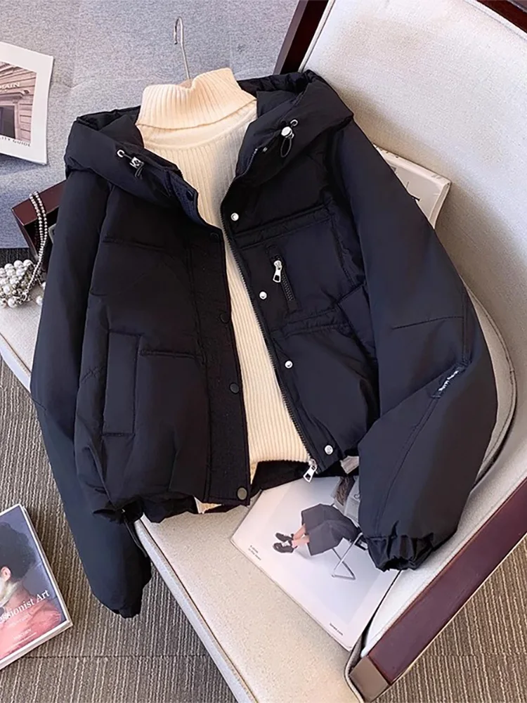 

Stylish Cotton Jacket Women's Fashionable Quilted Cotton Coat Autumn Winter Short Length Zipper Closure Korean Style Outerwear
