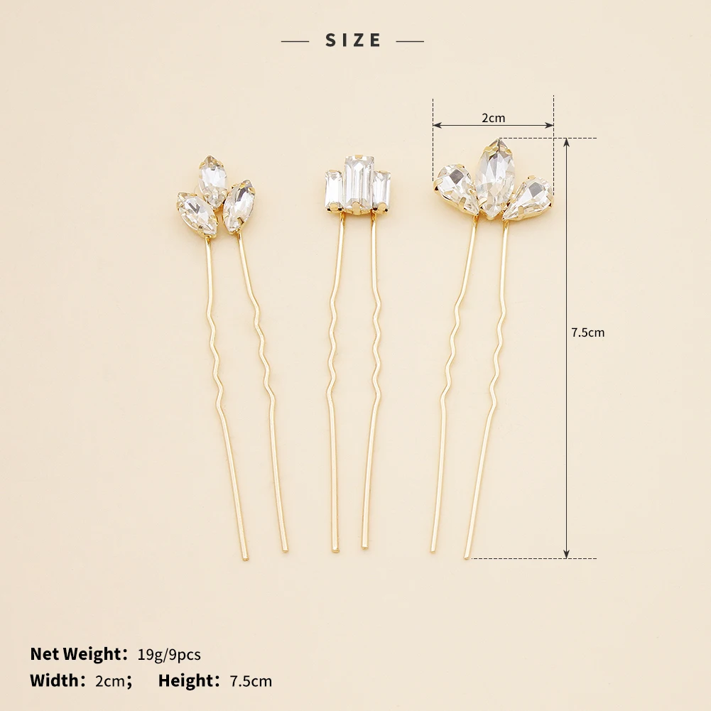 Simple Crystal Hairpin Set Bridal Headpiece Daily Hair Clips Hair Accessories For Women Gold Hair Clips Jewelry Accessories image 6