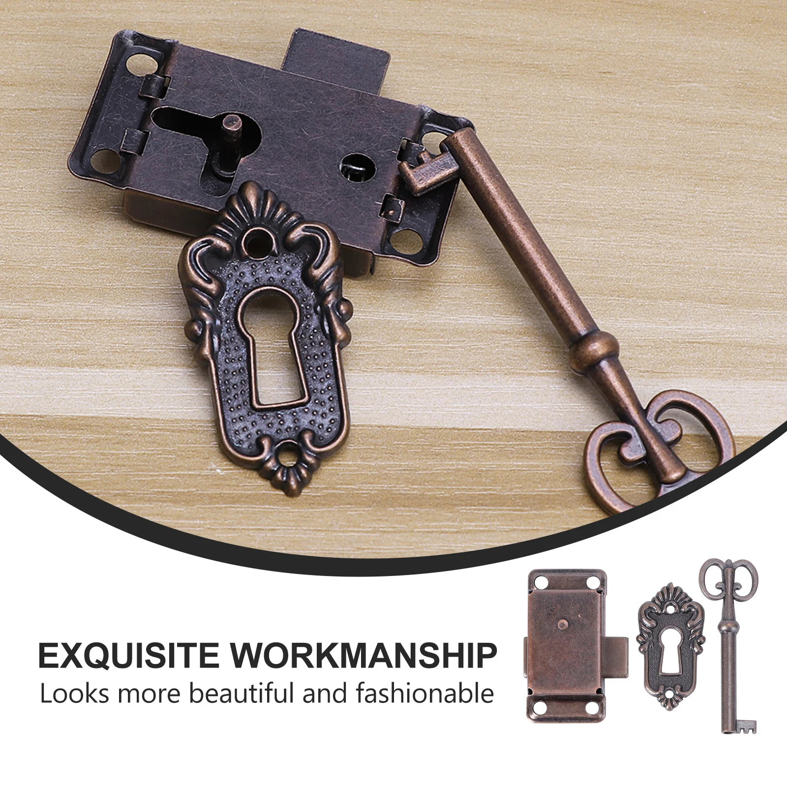 

2Pcs Furniture Locks Wooden Jewelry Box Latches Durable Iron Material Exquisite Pattern Easy Install Vintage Gift