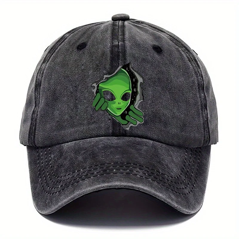 Verstellbare Baseballkappe mit Alien-Muster für Männer und Frauen, ideale Wahl für Outdoor-Mode, verspielte gemusterte Mütze