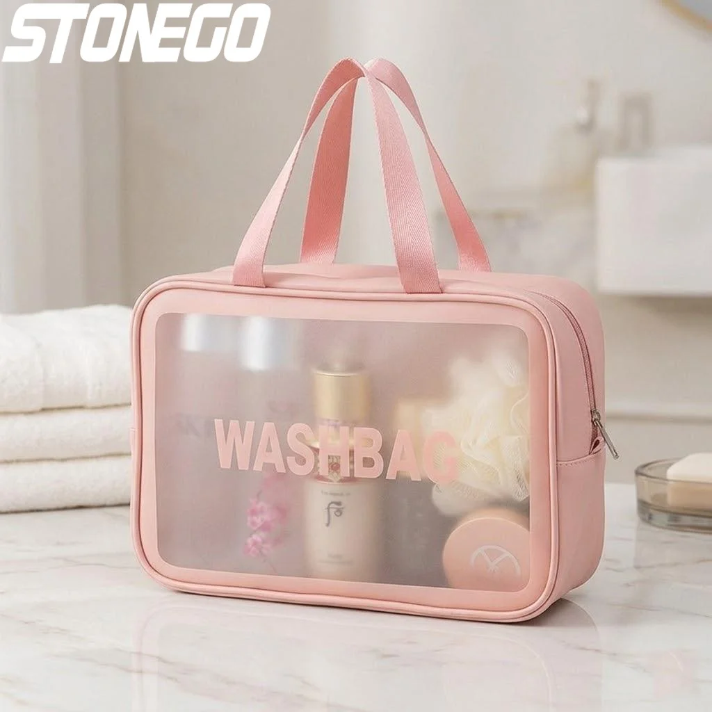 Large Capacity PU Frosted Waterproof Travel Makeup Cosmetic Bag For Women Toiletry Storage Bag