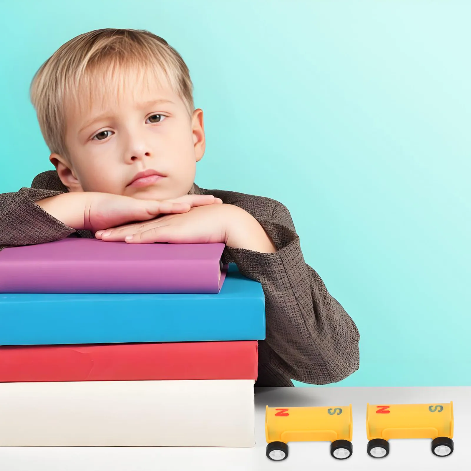 1Set Magnetic Car Science Kit for Kids Four-Wheel Experiment Vehicle Playtime Learning Tool Cognitive Development Fun