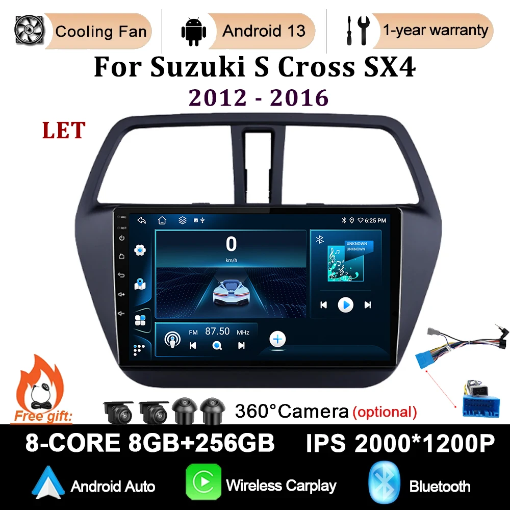 

Автомагнитола для Suzuki S Cross SX4 2012 - 2016 Android 13, мультимедийная навигация, GPS, сенсорный экран, автомобильный Carplay, стереоплеер BT