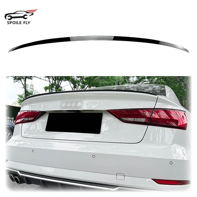 2014 To 2020 For Audi A3 S3 8V Sedan Car Rear Spoiler Lip Trunk Wing By High Quality ABS Gloss Black Carbon Fiber Body Kit