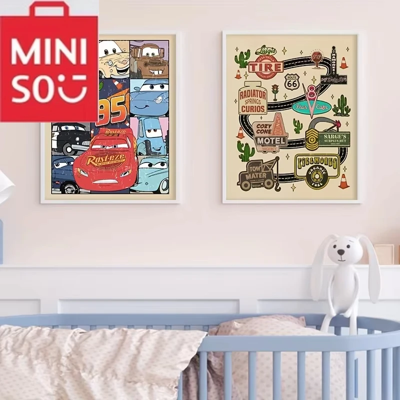 

MINISO 5D DIY автомобили персонажи молния Маккуин художественные автомобили фильм винтажные автомобили алмазная живопись комната Настенный декор подарок