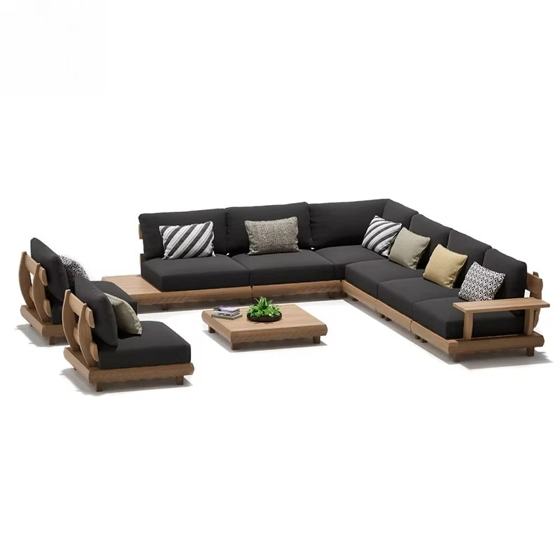 gr-All-weather Outer Squared Teak Garden Sofa Seat 70x70 Outdoor Wood Sofa Set For Garden Set Sit