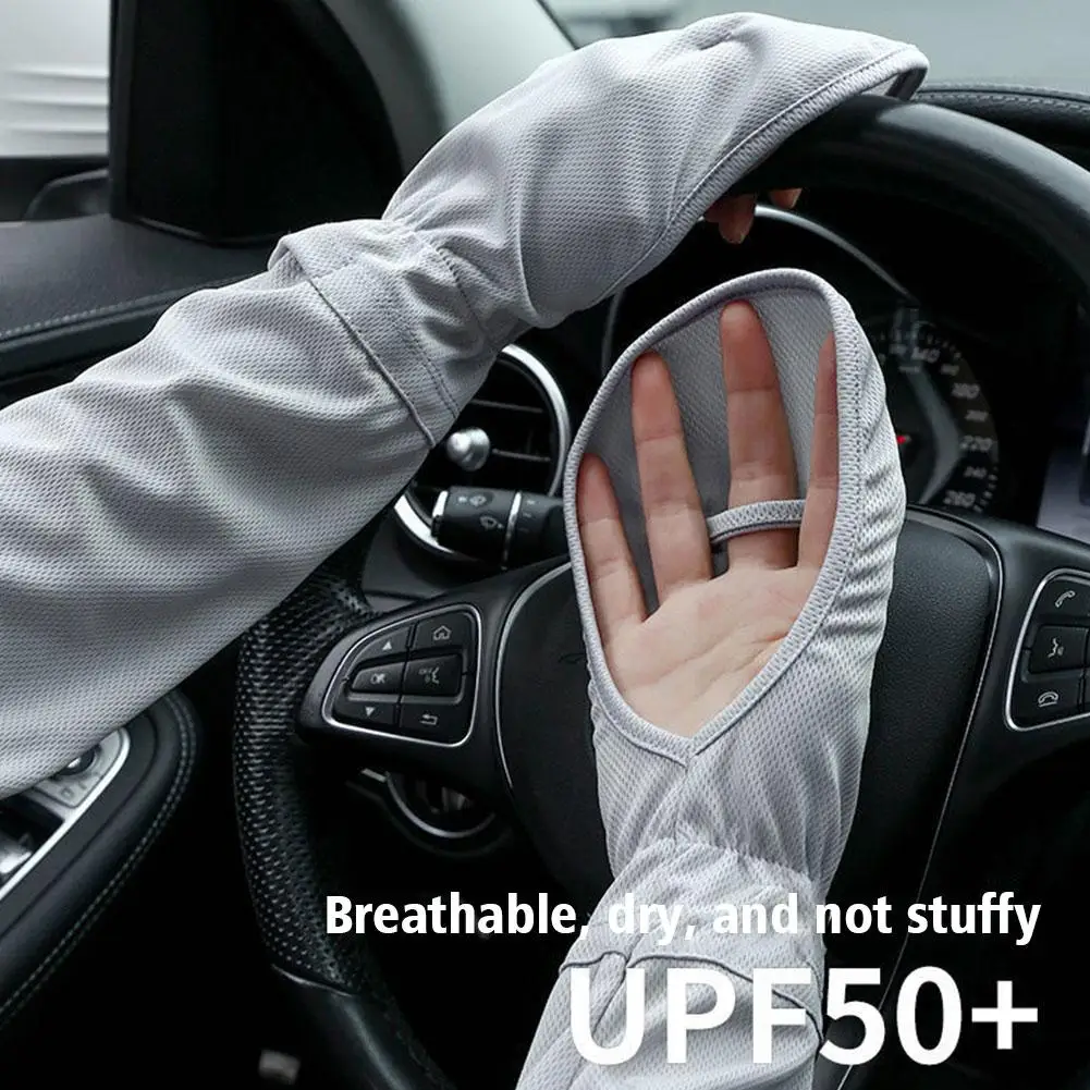 

Большие размеры, перчатки со льдом, женские летние солнцезащитные рукава для вождения, свободные дышащие нарукавники с УФ-защитой для улицы