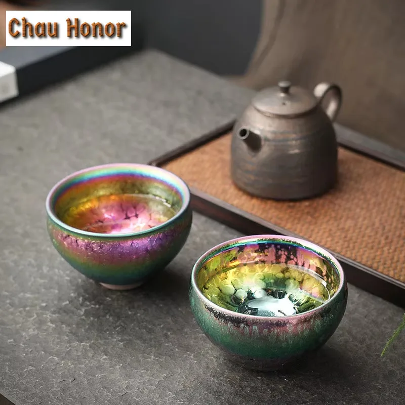 Boutique Colorful Jianzhan Kiln Change Tasting Cup Handmade Ceramic Master Cup Household Kung Fu Tea Set Tea Ceremony Drinkware