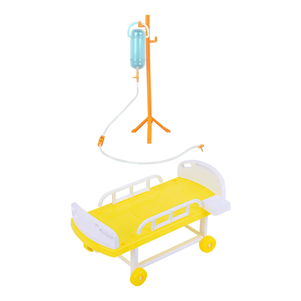 Cama médica simulada e garrafa de infusão brinquedo mini fingindo médico crianças brinquedos ferramenta jogando plástico hospital criança infantil