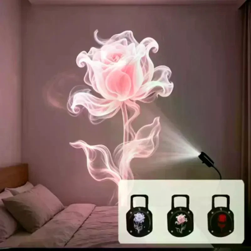 Dreamy Floral Pattern USB Projection Light With Three Interchangeable Patterns For Creating Room Romantic Atmosphere